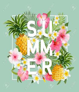 Tropical Flowers And Leaves Background. Summer Design. Vector. T-shirt  Fashion Graphic. Exotic Background. Royalty Free SVG, Cliparts, Vectors,  And Stock Illustration. Image 54146525.